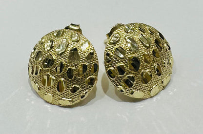 10K GOLD ROUND NUGGET EARRINGS  WEIGHT: 1.8gm