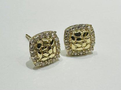 10K GOLD NUGGET EARRINGS WITH CZ STONES WEIGHT: 1.2gm