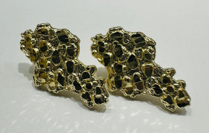 10K GOLD NUGGET EARRINGS  WEIGHT: 2.6gm