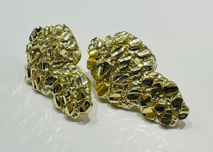 10K GOLD NUGGET EARRINGS  WEIGHT:  3.4gm