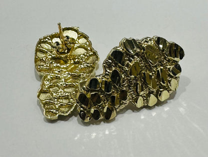 10K GOLD NUGGET EARRINGS  WEIGHT:  3.4gm