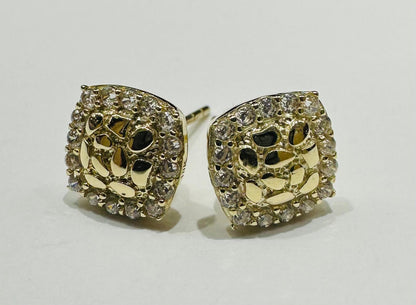 10K GOLD NUGGET EARRINGS WITH CZ STONES WEIGHT: 1.2gm