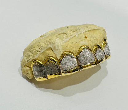 10K TWO TONED DIAMOND DUST GRILL (6PC: $599) - ( AVAILABLE IN 6PC, 8PC, 10PC, 12PC)