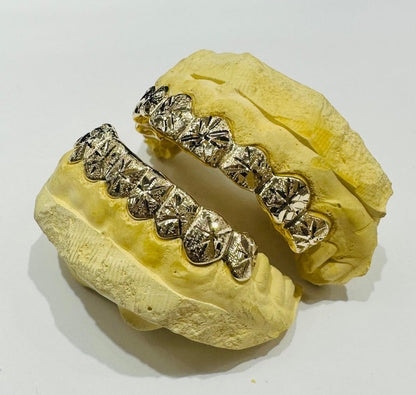 10K GOLD SUNBURST DIAMOND CUT PULLOUT GRILL (8 TOP & BOTTOM : $1599) -( AVAILABLE IN 6PC, 8PC, 10PC, 12PC)