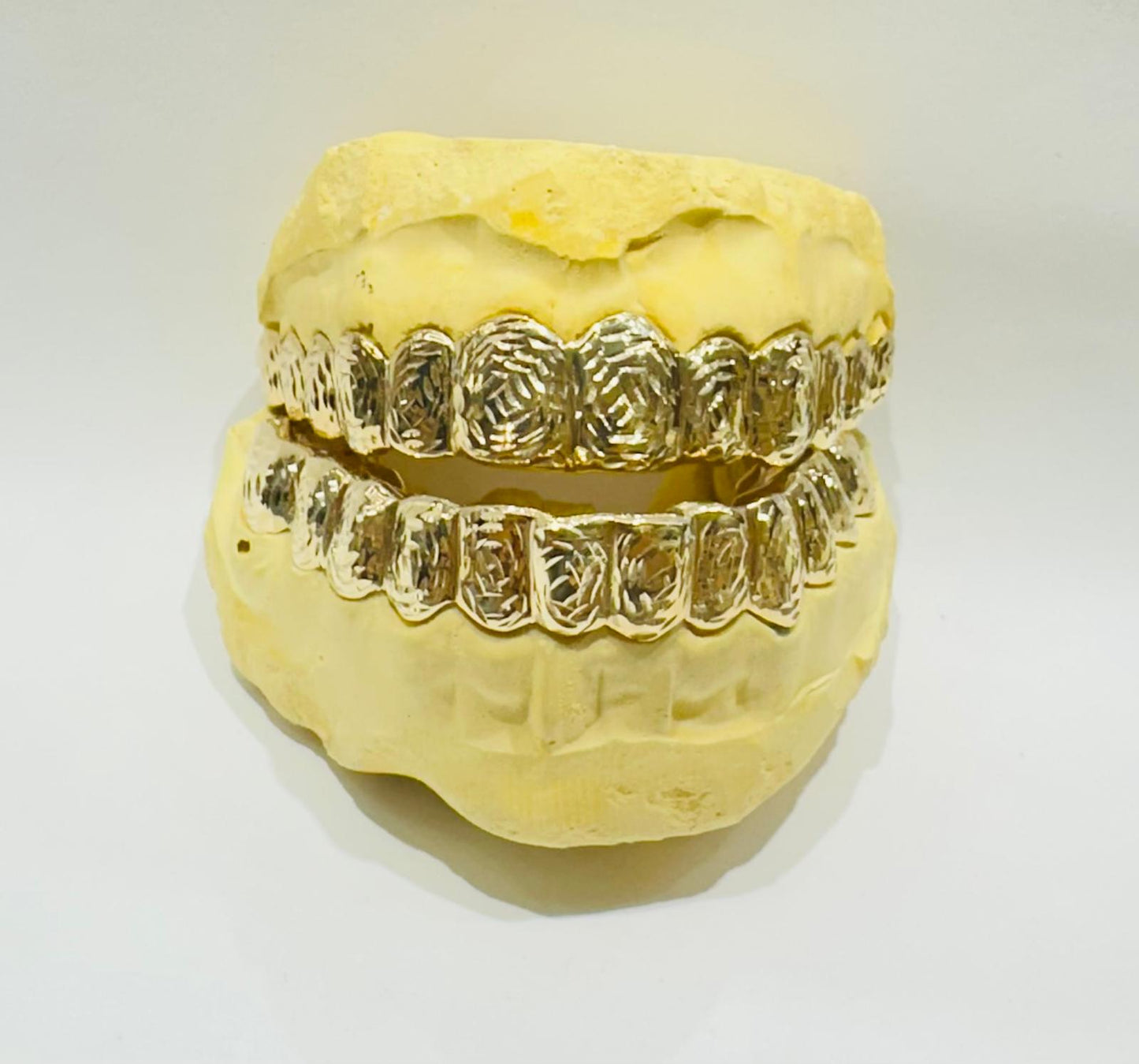 10K GOLD NUGGET CUT DIAMOND DUST GRILL- (12 TOP & BOTTOM : $2399) - ( AVAILABLE IN 6PC, 8PC, 10PC, 12PC)