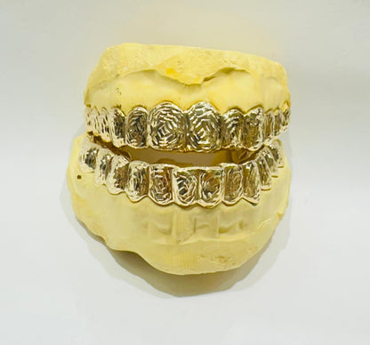 10K GOLD NUGGET CUT DIAMOND DUST GRILL- (12 TOP & BOTTOM : $2399) - ( AVAILABLE IN 6PC, 8PC, 10PC, 12PC)