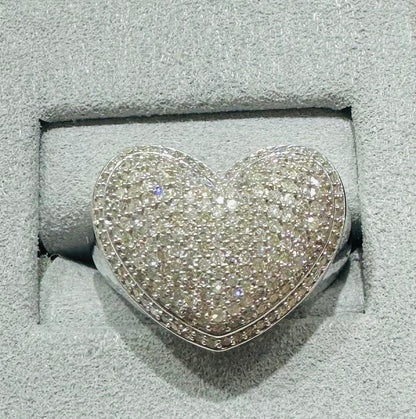 10K WHITE GOLD NATURAL DIAMOND HEART RING- WEIGHT: 1.00CT