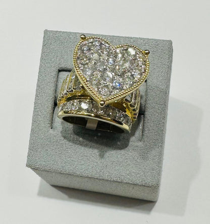 10K YELLOW GOLD NATURAL DIAMOND HEART RING- WEIGHT: 5.000CT