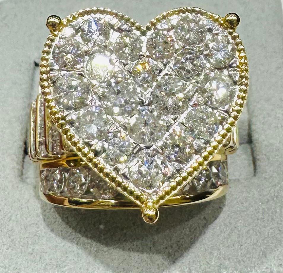 10K YELLOW GOLD NATURAL DIAMOND HEART RING- WEIGHT: 5.000CT