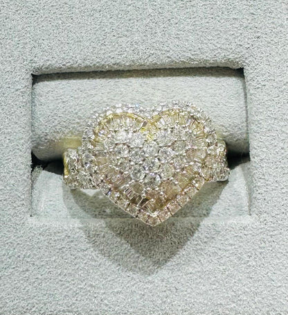 10K YELLOW GOLD NATURAL DIAMOND HEART RING- WEIGHT: 1.05CT