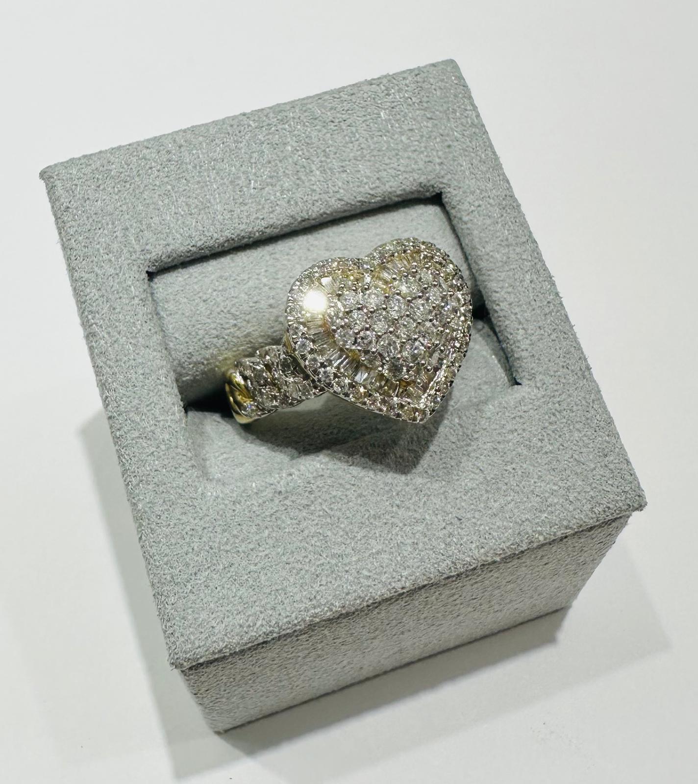 10K YELLOW GOLD NATURAL DIAMOND HEART RING- WEIGHT: 1.05CT