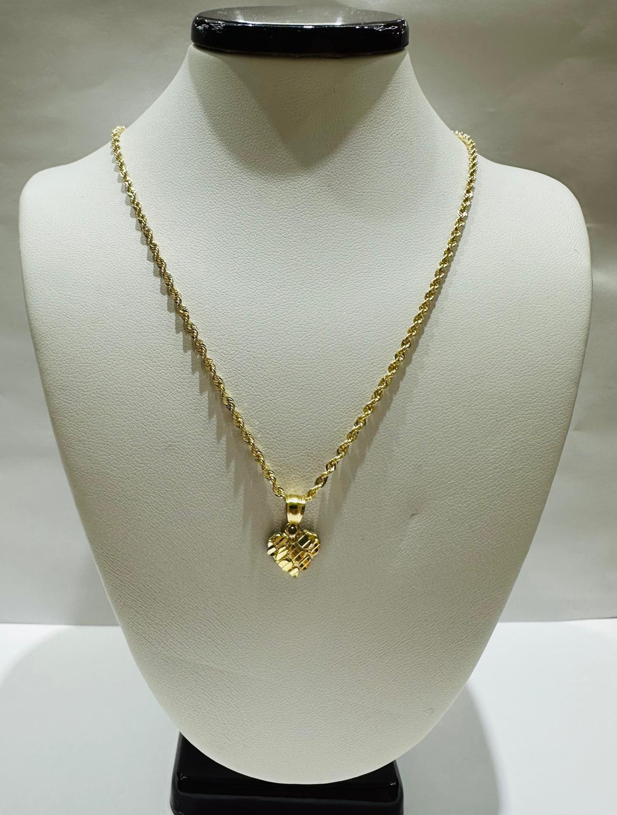 10K GOLD HEART PENDANT AND CHAIN SET  20"  2.3gm