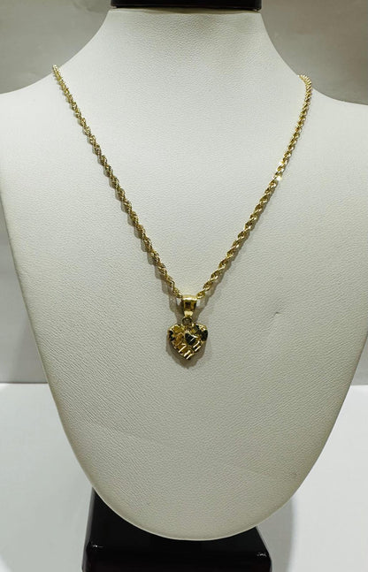 10K GOLD HEART PENDANT AND CHAIN SET  20"  2.3gm