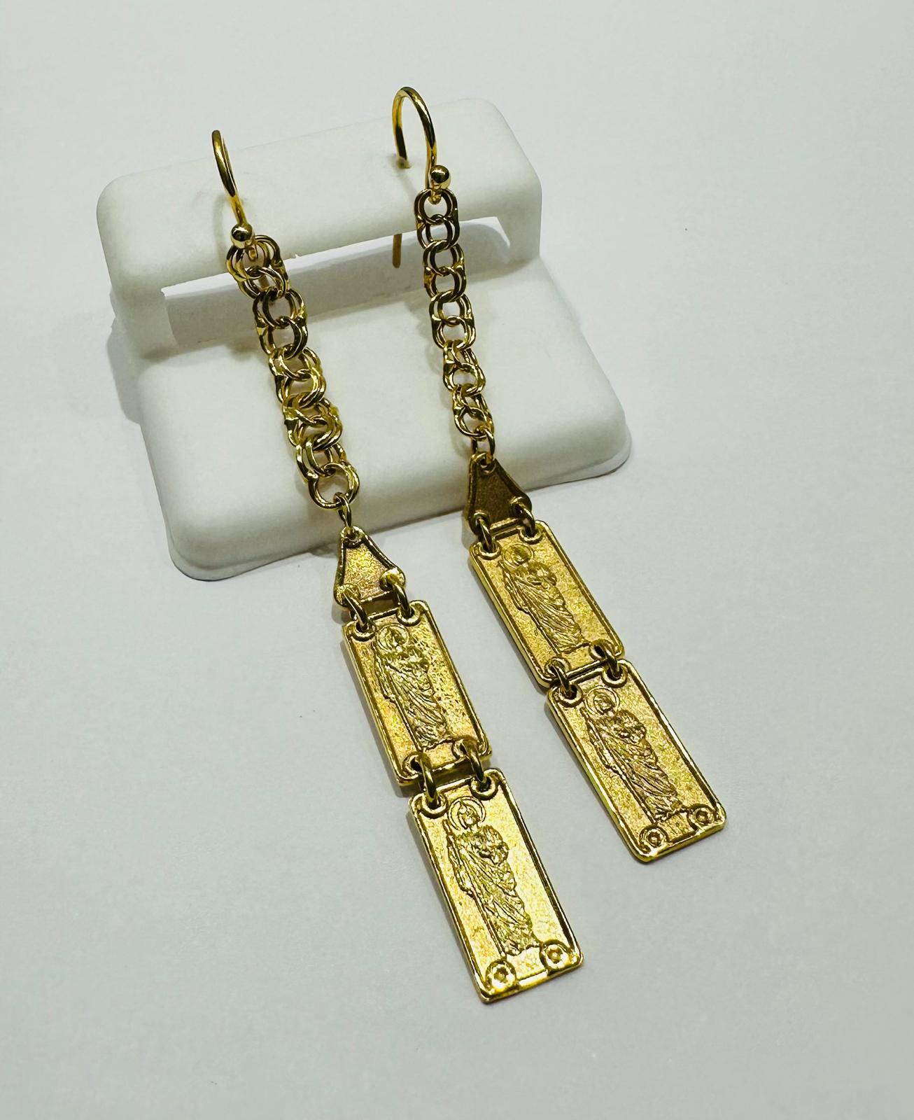 10K GOLD SAINTJUDE HOOP EARRINGS- WEIGHT:  5.9gm