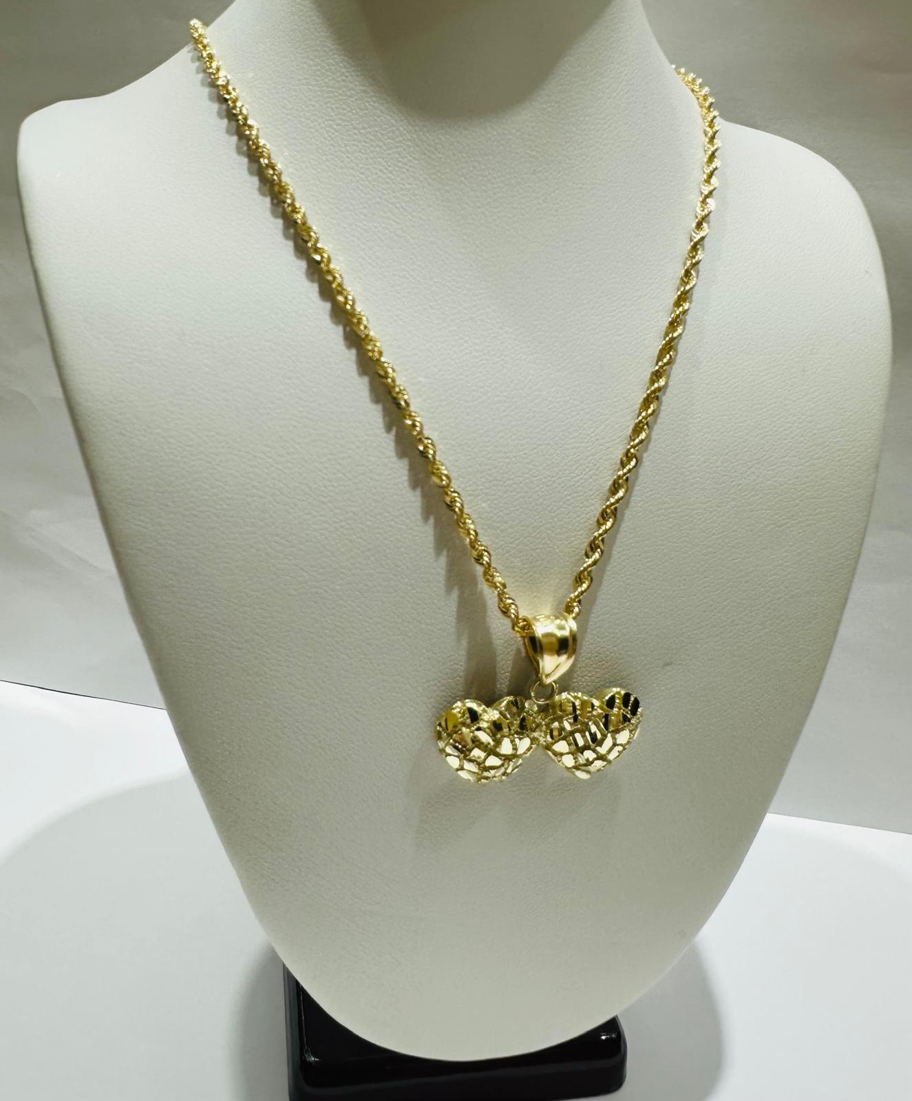 10K GOLD HEART PENDANT AND CHAIN SET  22"  6.5gm