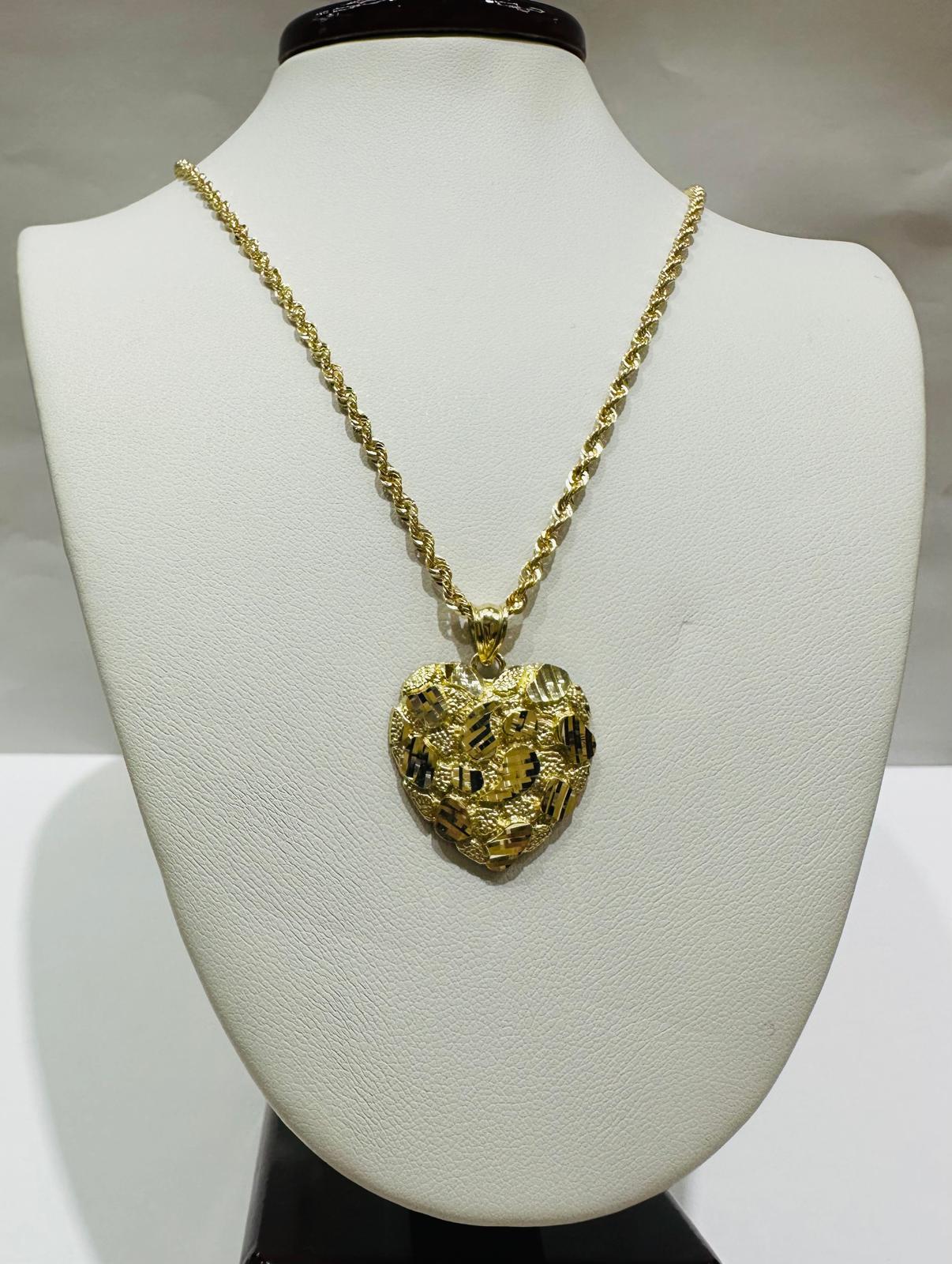 10K GOLD HEART PENDANT AND CHAIN SET  22"  5.0gm