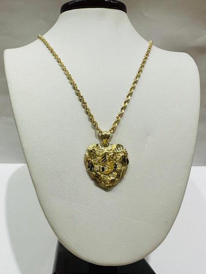 10K GOLD HEART PENDANT AND CHAIN SET  22"  5.0gm