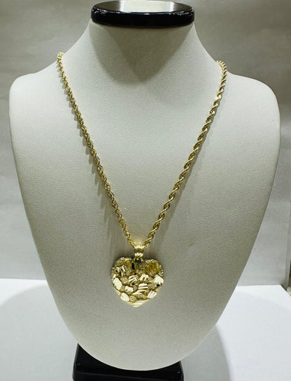 10K GOLD HEART PENDANT AND CHAIN SET  22"  5.0gm