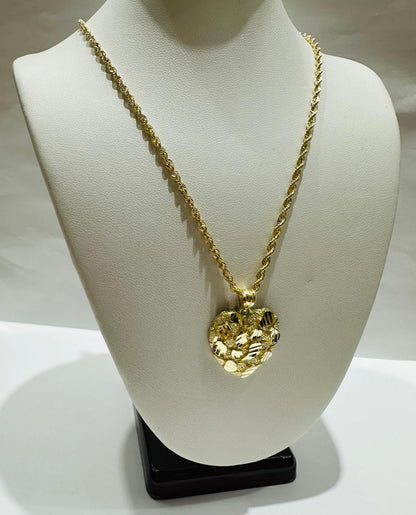 10K GOLD HEART PENDANT AND CHAIN SET  22"  5.0gm