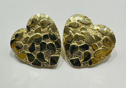 10K GOLD HEART NUGGET EARRINGS- WEIGHT: 2.8gm