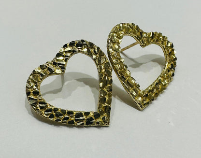 10K GOLD HEART EARRINGS- WEIGHT: 2.8gm