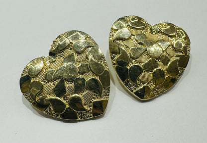 10K GOLD HEART NUGGET EARRINGS- WEIGHT: 4.8gm