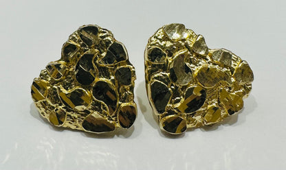 10K GOLD HEART NUGGET EARRINGS- WEIGHT: 2.8gm