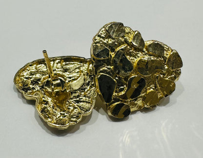 10K GOLD HEART NUGGET EARRINGS- WEIGHT: 2.8gm