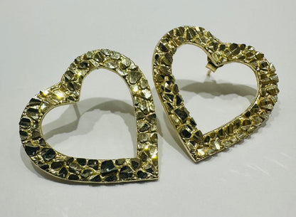 10K GOLD HEART EARRINGS- WEIGHT: 4.3gm