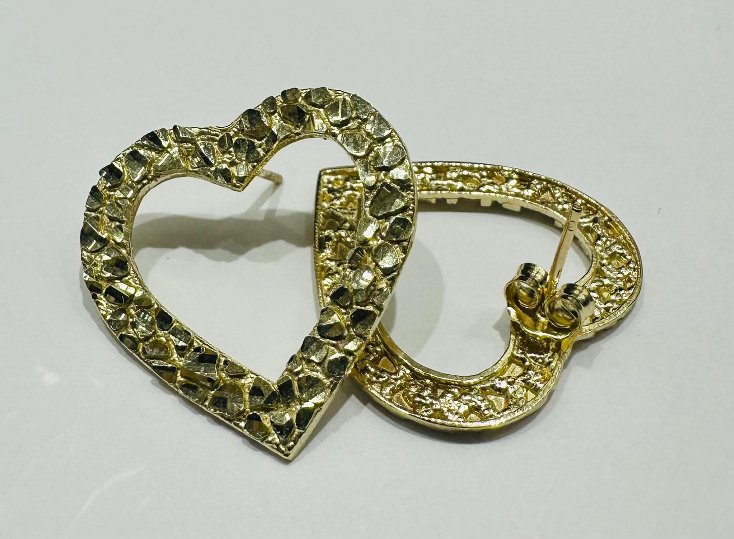 10K GOLD HEART EARRINGS- WEIGHT: 4.3gm
