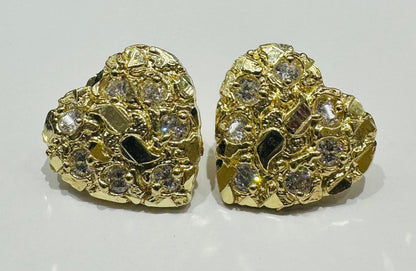 10K GOLD HEART EARRINGS WITH CZ STONES- WEIGHT: 4.4gm
