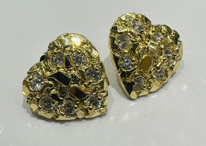 10K GOLD HEART EARRINGS WITH CZ STONES- WEIGHT: 4.4gm