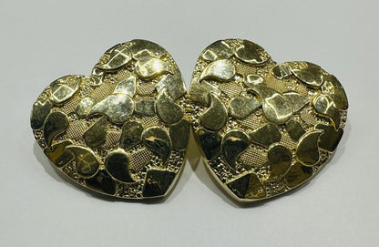 10K GOLD HEART NUGGET EARRINGS- WEIGHT: 4.8gm