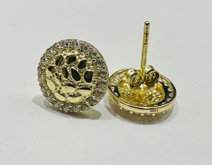 10K GOLD ROUND EARRINGS WITH WHITE SAPPHIRE STONES