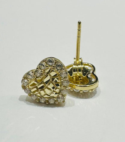 10K GOLD HEART EARRINGS WITH WHITE SAPPHIRE STONES
