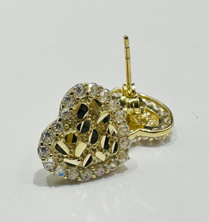10K GOLD HEART EARRINGS WITH WHITE SAPPHIRE STONES