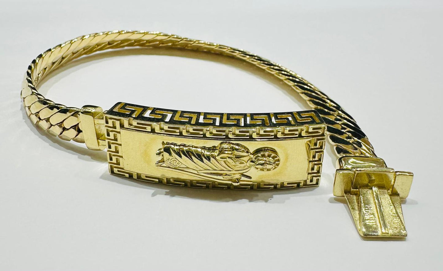 10K GOLD SAN JUDE MIAMI CUBAN CHAIN BRACELET- WEIGHT: 13.3gm