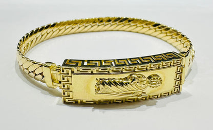 10K GOLD SAN JUDE MIAMI CUBAN CHAIN BRACELET- WEIGHT: 13.3gm