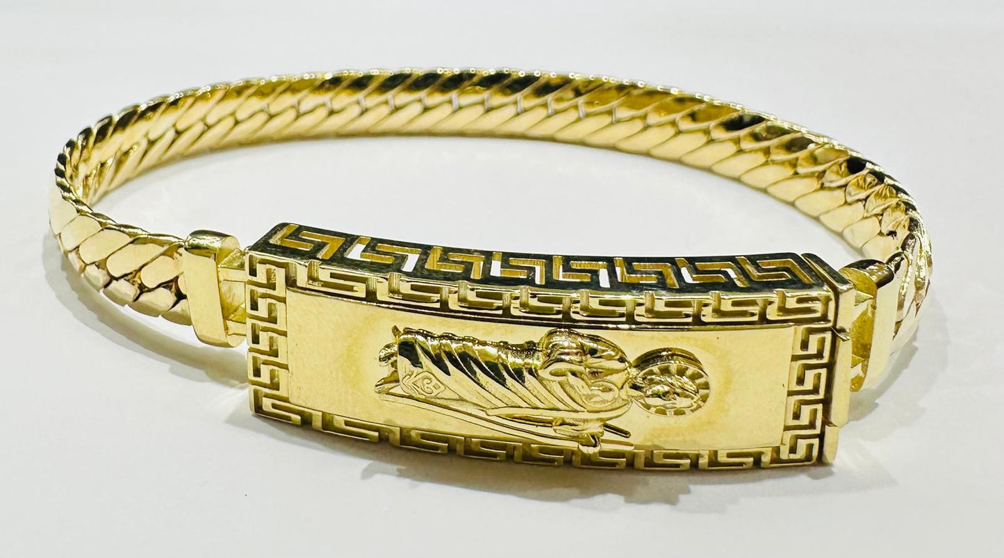 10K GOLD SAN JUDE MIAMI CUBAN CHAIN BRACELET- WEIGHT: 13.3gm