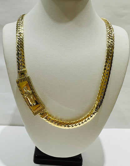 10K GOLD SAN JUDE MIAMI CUBAN CHAIN NECKLACE- WEIGHT: 23.0gm