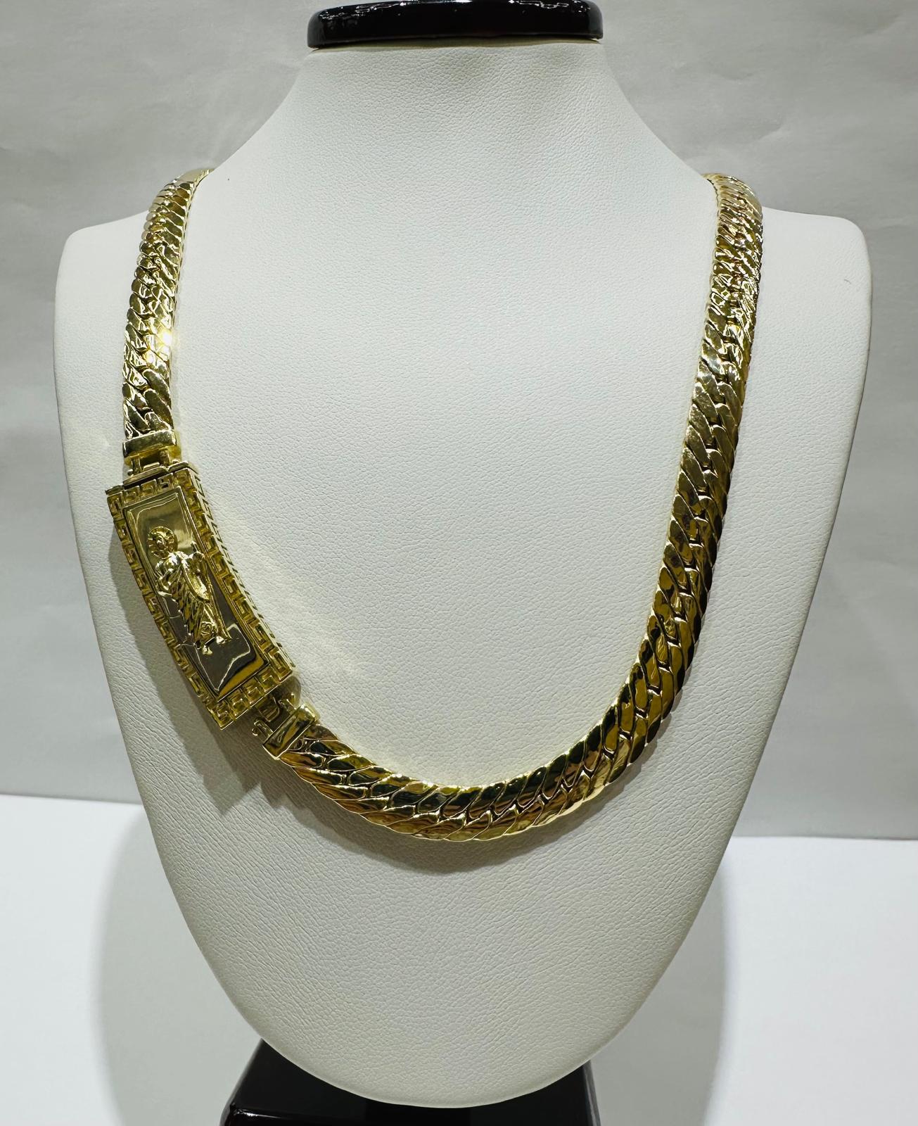 10K GOLD SAN JUDE MIAMI CUBAN CHAIN NECKLACE- WEIGHT: 23.0gm