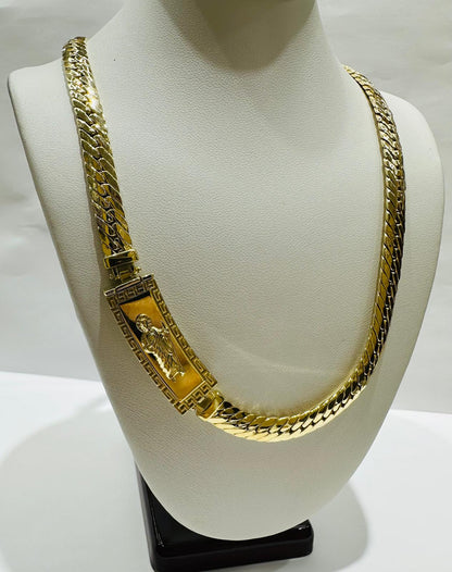 10K GOLD SAN JUDE MIAMI CUBAN CHAIN NECKLACE- WEIGHT: 23.0gm