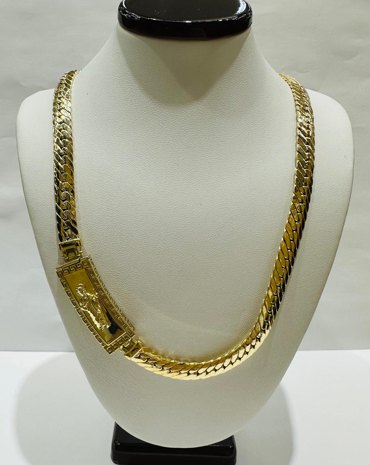 10K GOLD SAN JUDE MIAMI CUBAN CHAIN NECKLACE- WEIGHT: 23.0gm