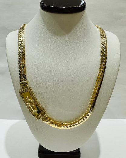 10K GOLD SAN JUDE MIAMI CUBAN CHAIN NECKLACE- WEIGHT: 23.0gm