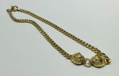 10K GOLD LION FACED CUBAN LINK CHAIN NECKLACE- WEIGHT: 22.2gm