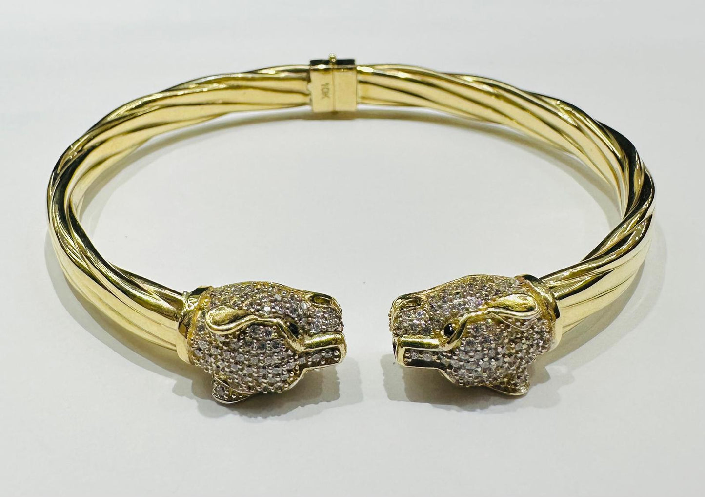 10K GOLD DOUBLE PANTHER FACE BRACELET- WEIGHT: 12.1gm