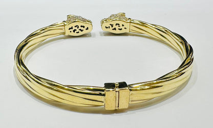 10K GOLD DOUBLE PANTHER FACE BRACELET- WEIGHT: 12.1gm