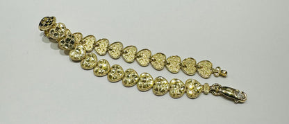 10K GOLD HEART NUGGET BRACELET- WEIGHT: 9.4gm