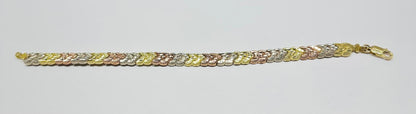 10K GOLD TRI COLOR BRACELET- WEIGHT: 7.4gm