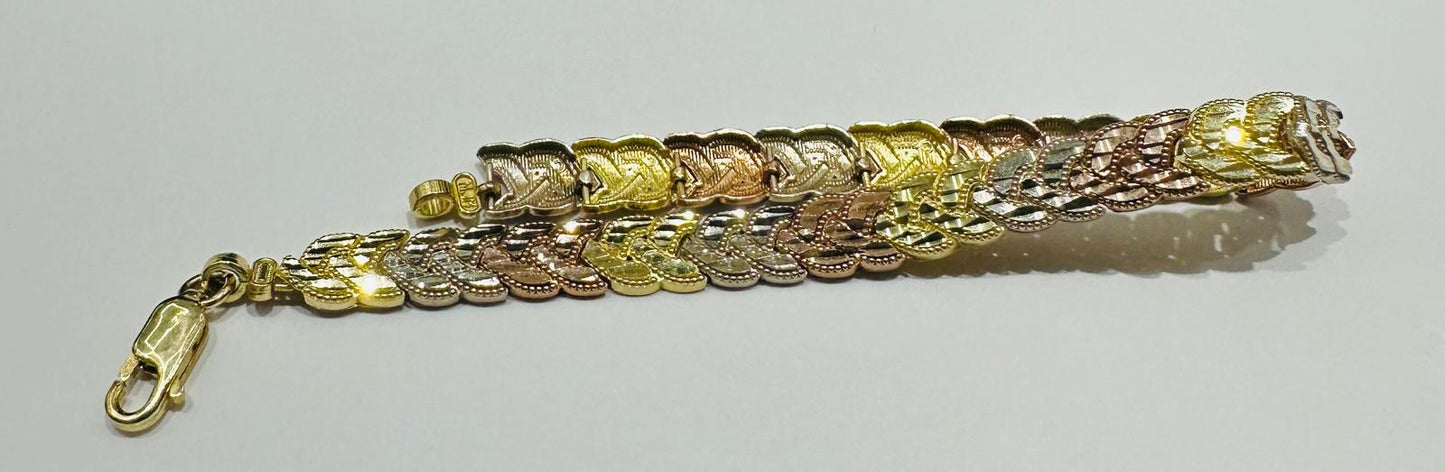 10K GOLD TRI COLOR BRACELET- WEIGHT: 7.4gm